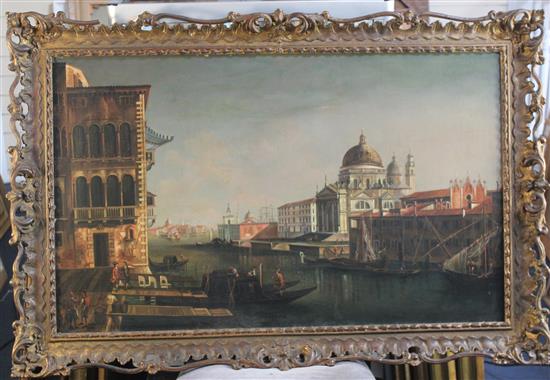 19th century Venetian School Views of the Dogana, with Santa Maria della Salute & The Grand Canal, 24 x 38in.